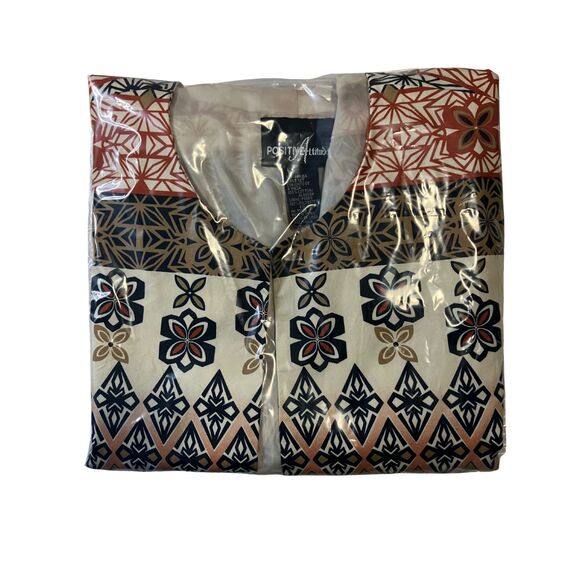 Positive Attitude Geometric Floral Print Jacket Women's L Lightweight Cotton - Picture 9 of 10